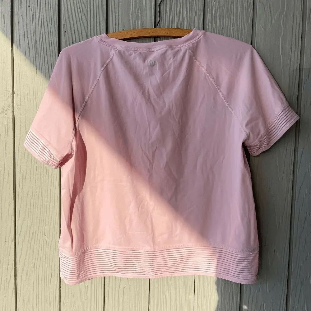 Lululemon Stripe In Stride Short Sleeve Tee - Petals Pink - Picture 5 of 9